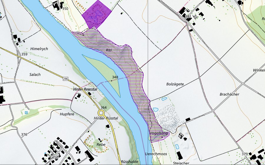 swisstopo national map showing the protected perimeter of Äbereich (Amphibian spawning site)