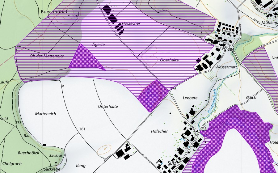 swisstopo national map showing the protected perimeter of Ägerten-Matteneich (Amphibian spawning site)