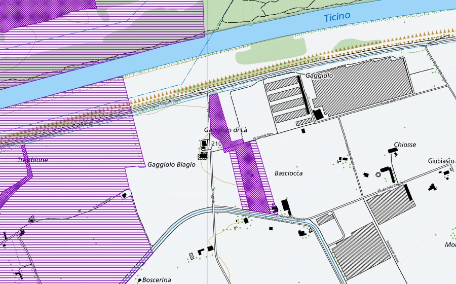 swisstopo national map showing the protected perimeter of Basciocca (ovest) (Amphibian spawning site)