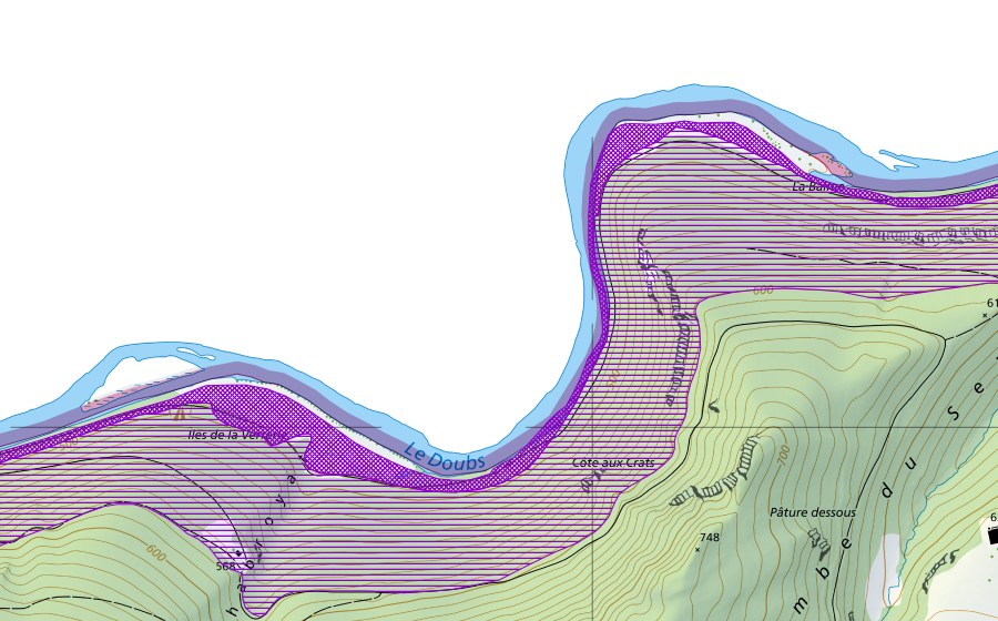 Carte nationale swisstopo avec le périmètre protégé de Bois Banal-Moulin Jeannotat (Site de reproduction de batraciens)