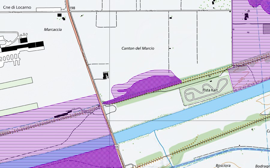 Landeskarte swisstopo mit dem Schutzperimeter von Canton del Marcio (Amphibienlaichgebiet)