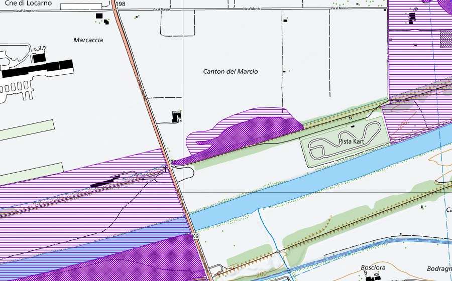 Landeskarte swisstopo mit dem Schutzperimeter von Canton del Marcio (Amphibienlaichgebiet)