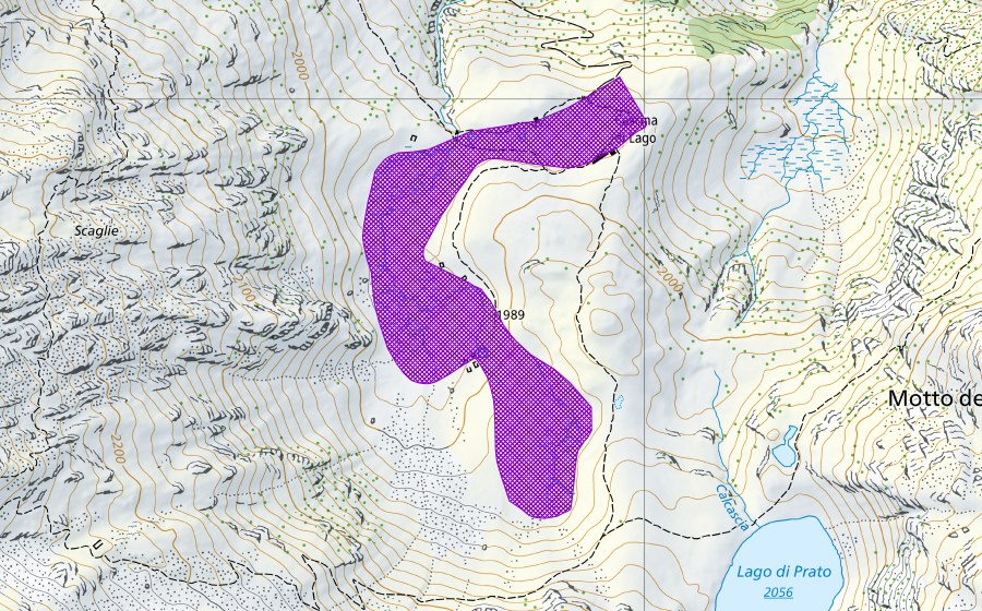 swisstopo national map showing the protected perimeter of Cassina di Lago (Amphibian spawning site)