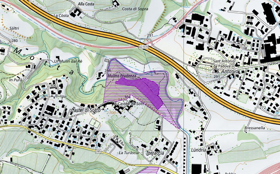 Carte nationale swisstopo avec le périmètre protégé de Cava d'argilla (Site de reproduction de batraciens)