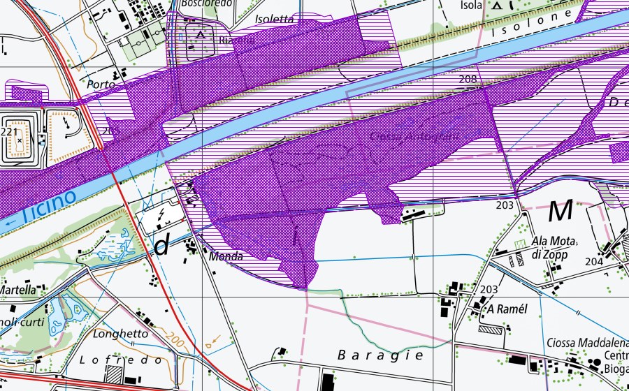 swisstopo national map showing the protected perimeter of Ciossa Antognini (Amphibian spawning site)