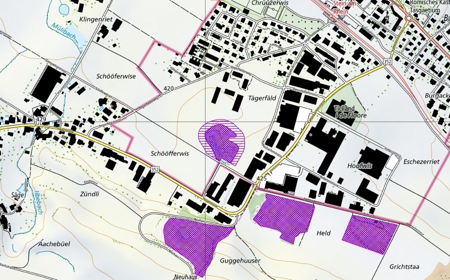 Carte nationale swisstopo avec le périmètre protégé de Egelsee Degerfeld Wagenhausen (Site de reproduction de batraciens)