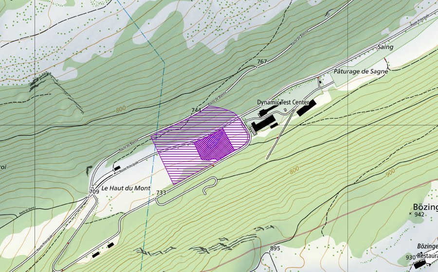swisstopo national map showing the protected perimeter of Etang de Sagne (Amphibian spawning site)