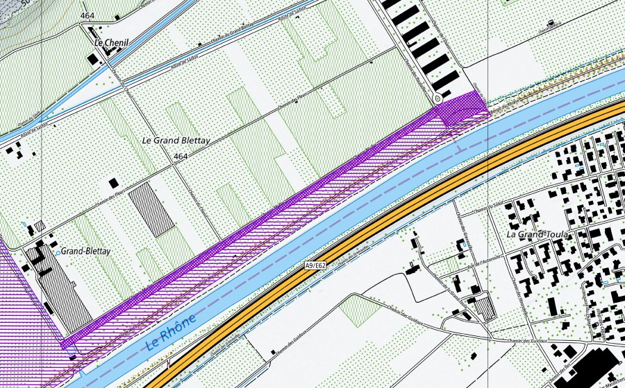 Landeskarte swisstopo mit dem Schutzperimeter von Grand-Blettay (Amphibienlaichgebiet)