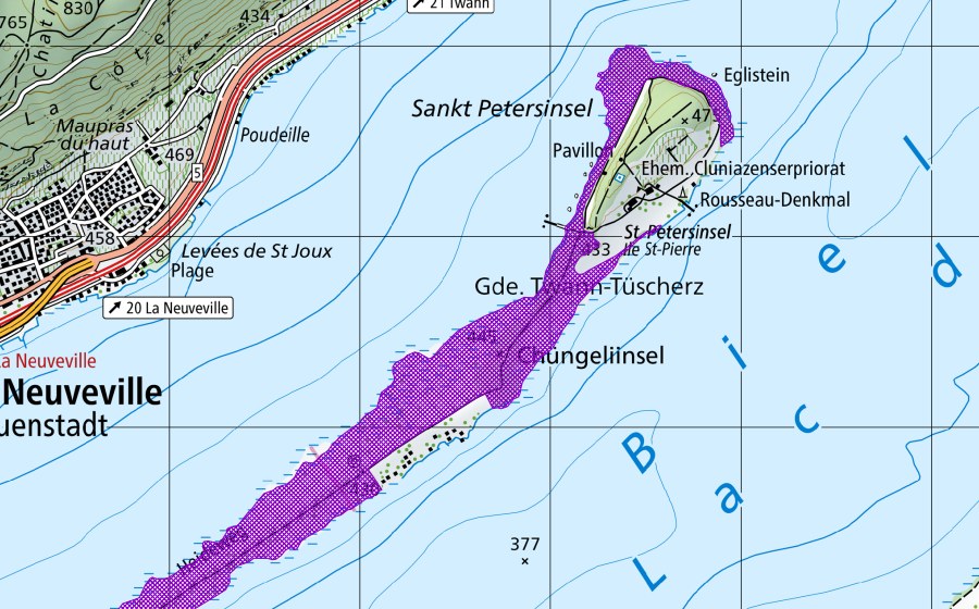 Landeskarte swisstopo mit dem Schutzperimeter von Heideweg (Amphibienlaichgebiet)