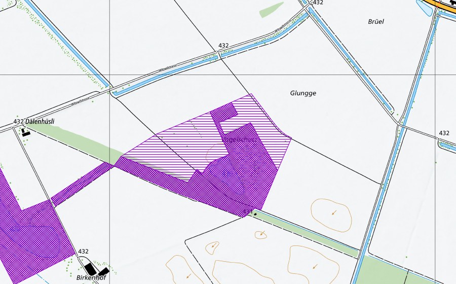 Carte nationale swisstopo avec le périmètre protégé de Inser-Weiher (Site de reproduction de batraciens)