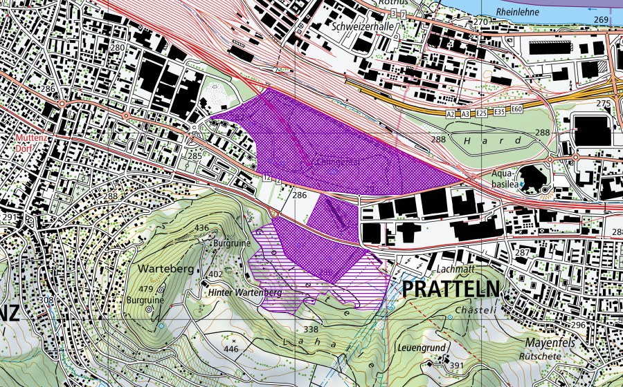 swisstopo national map showing the protected perimeter of Klingenthal-Lachmatt (Amphibian spawning site)