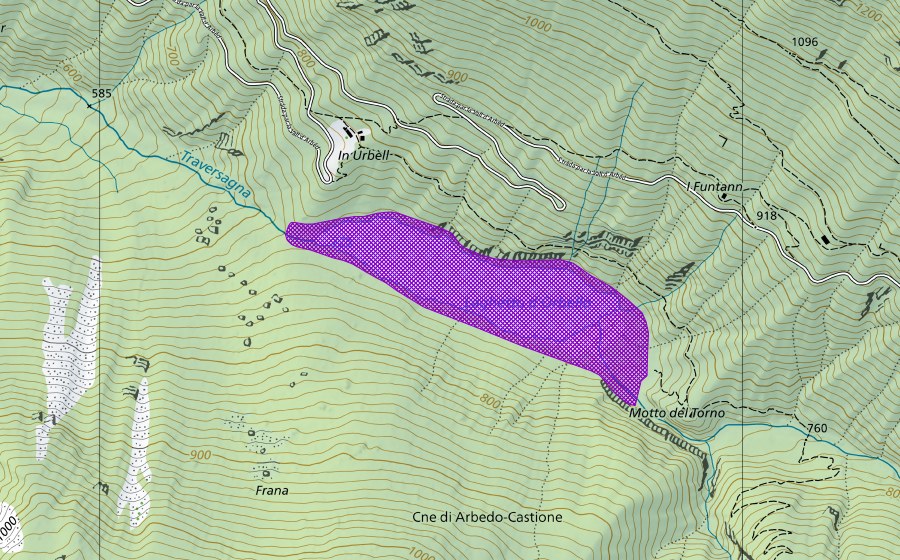 Carte nationale swisstopo avec le périmètre protégé de Laghetto d'Orbello (Site de reproduction de batraciens)