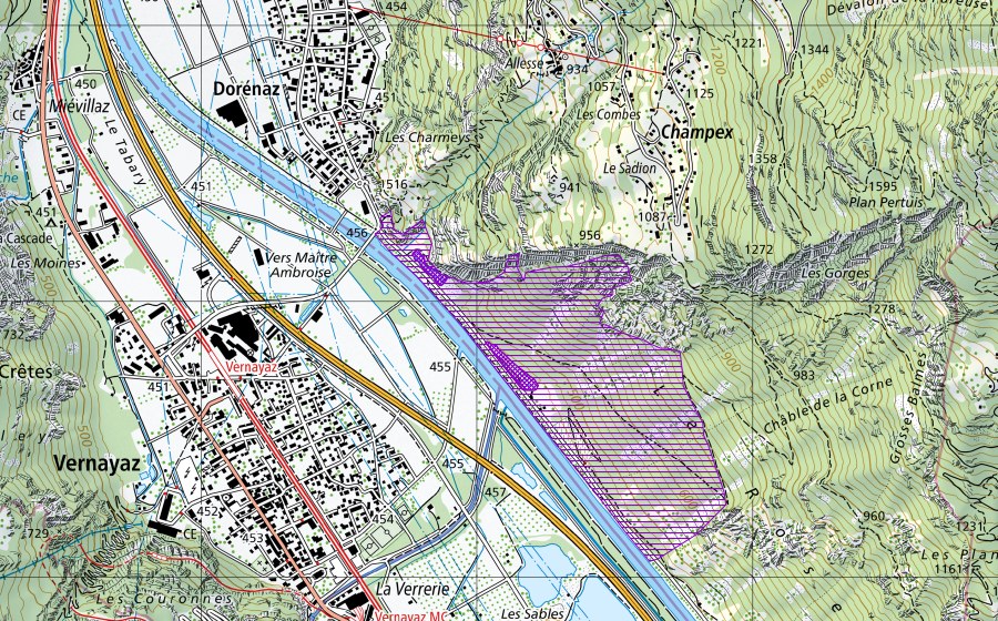 Carta nazionale swisstopo con il perimetro protetto di Le Rosel (Sito di riproduzione di anfibi)