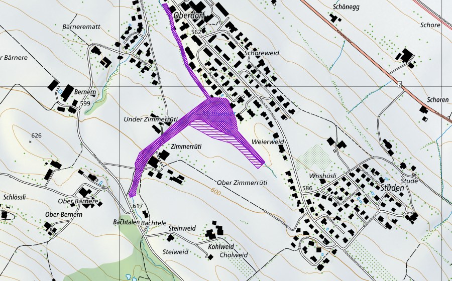 Carte nationale swisstopo avec le périmètre protégé de Mühleweiher (Site de reproduction de batraciens)