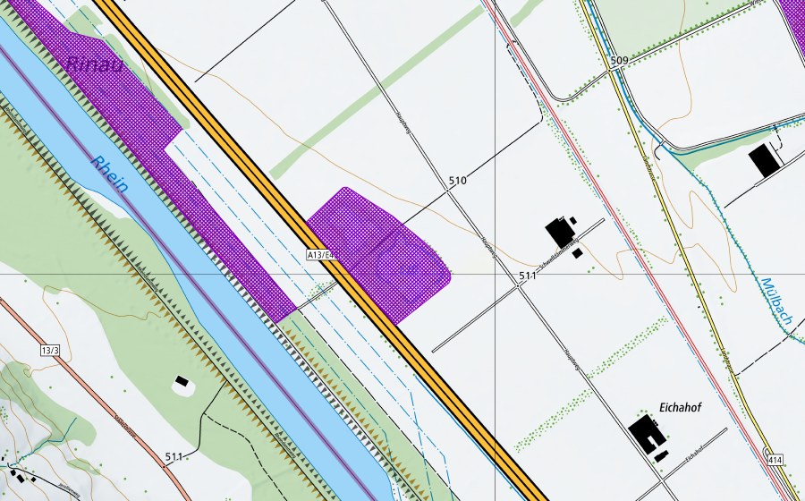 Carte nationale swisstopo avec le périmètre protégé de Neugüeter (Site de reproduction de batraciens)