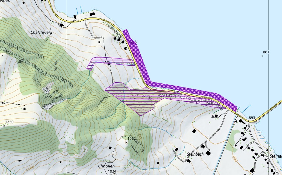 Landeskarte swisstopo mit dem Schutzperimeter von Sihlsee Steinbach (Lukasrank) (Amphibienlaichgebiet)