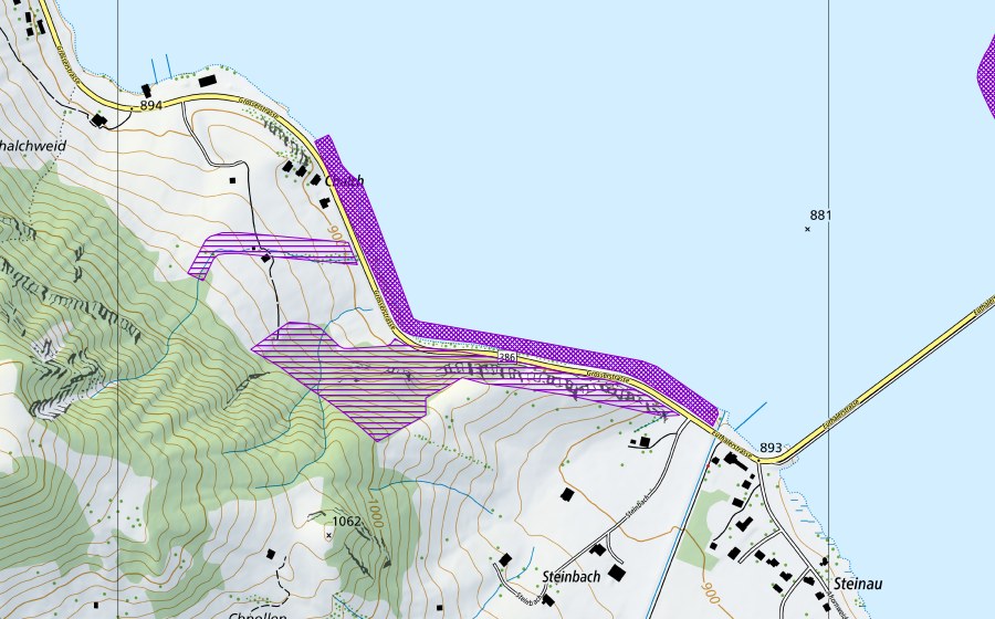 Carte nationale swisstopo avec le périmètre protégé de Sihlsee Steinbach (Lukasrank) (Site de reproduction de batraciens)