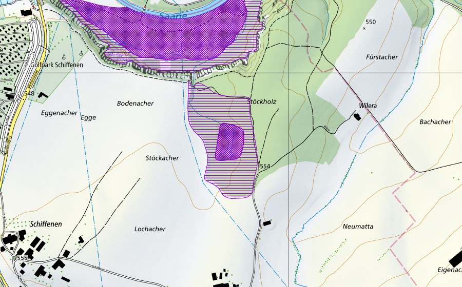 Carta nazionale swisstopo con il perimetro protetto di Stöckholz (Sito di riproduzione di anfibi)