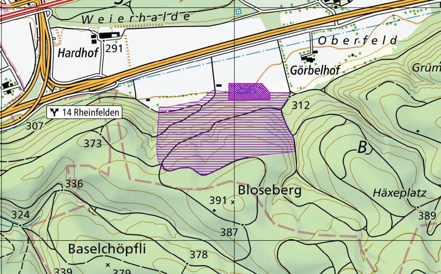 Carte nationale swisstopo avec le périmètre protégé de Tannenchopf (Site de reproduction de batraciens)