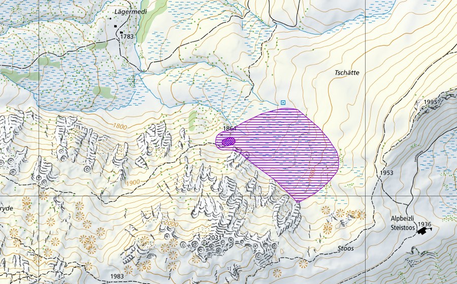Carte nationale swisstopo avec le périmètre protégé de Weiher am Fuss der Gryde (Site de reproduction de batraciens)