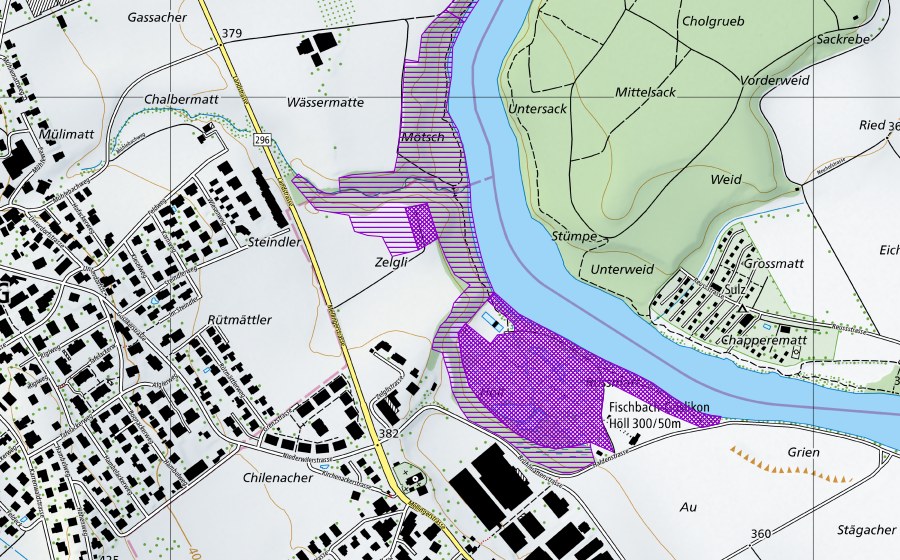Carte nationale swisstopo avec le périmètre protégé de Zelgli/Höll (Site de reproduction de batraciens)