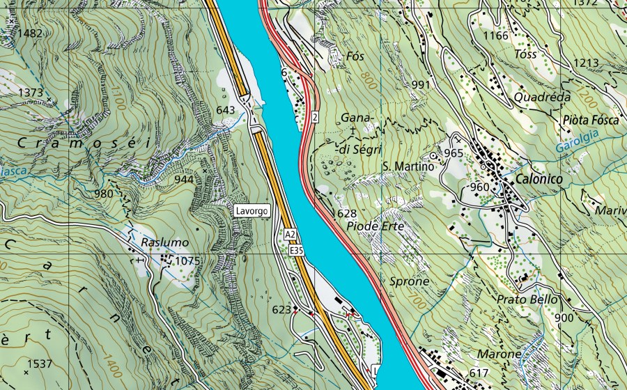 Landeskarte swisstopo mit dem Schutzperimeter von Chiggiogna - Lavorgo (Auengebiet)