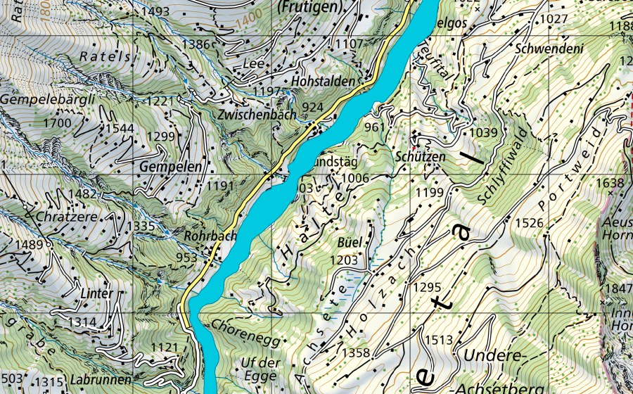swisstopo national map showing the protected perimeter of Engstlige: Bim Stei - Oybedly (Floodplain)
