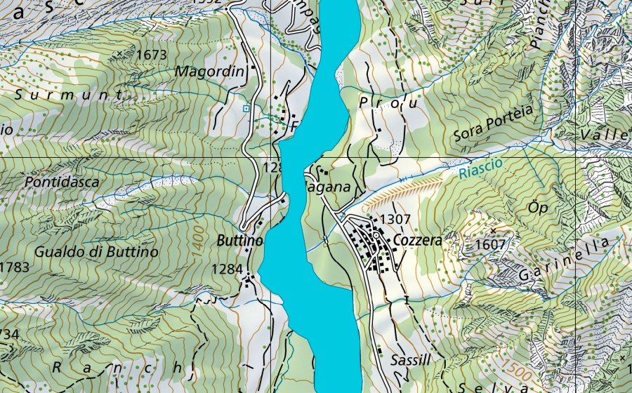 Carte nationale swisstopo avec le périmètre protégé de Ghirone (Zone alluviale)