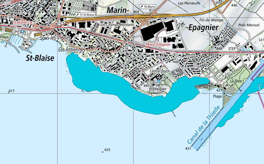 swisstopo national map showing the protected perimeter of Préfargier (Floodplain)
