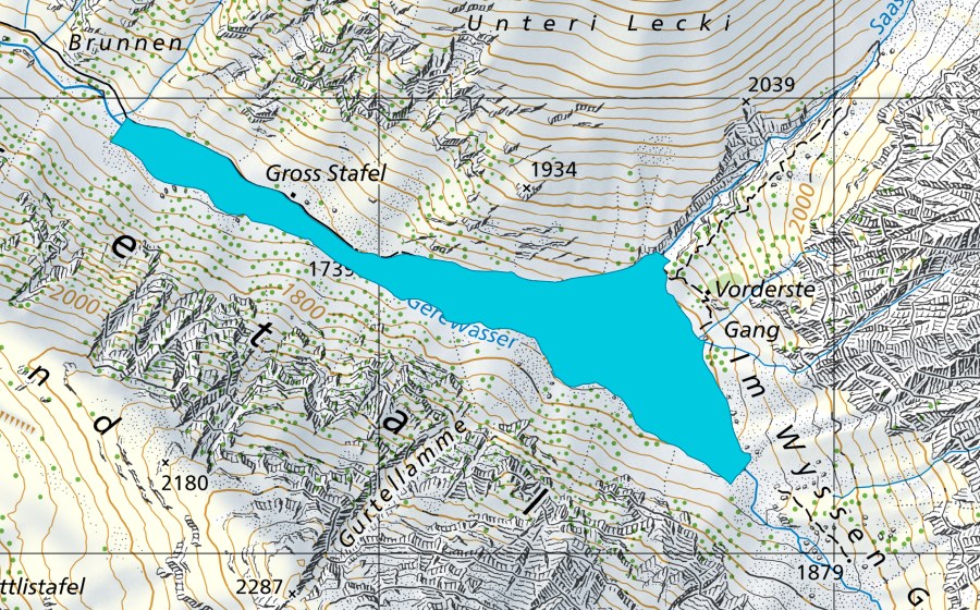 Carte nationale swisstopo avec le périmètre protégé de Schweif (Zone alluviale)