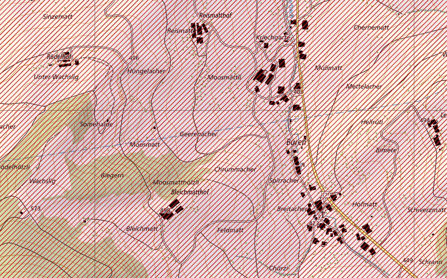 Landeskarte swisstopo mit dem Schutzperimeter von Aargauer Tafeljura (BLN-Landschaft)