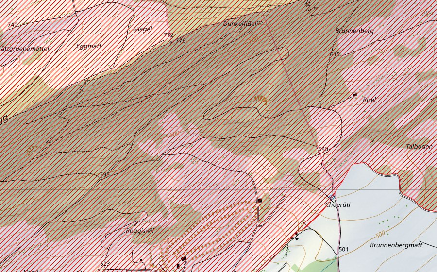 Landeskarte swisstopo mit dem Schutzperimeter von Aargauer und östlicher Solothurner Faltenjura (BLN-Landschaft)