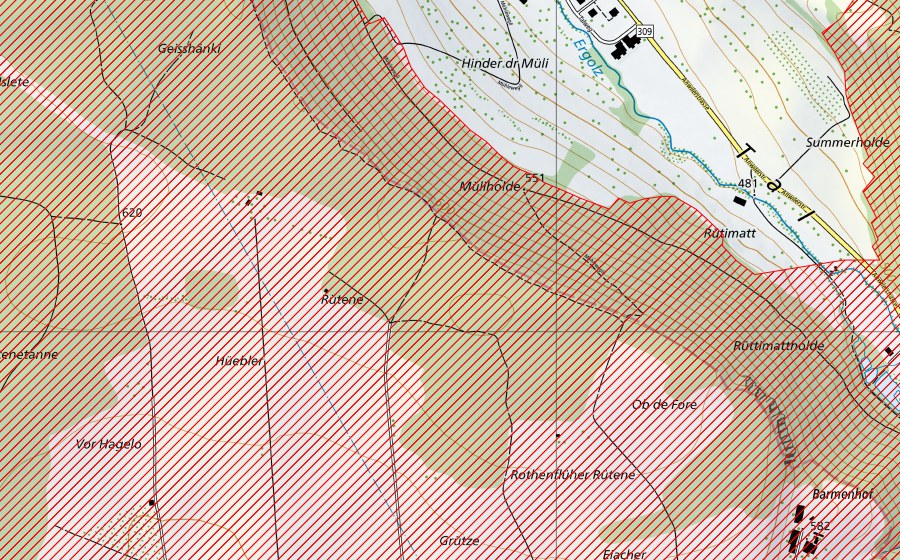 Landeskarte swisstopo mit dem Schutzperimeter von Baselbieter und Fricktaler Tafeljura (BLN-Landschaft)