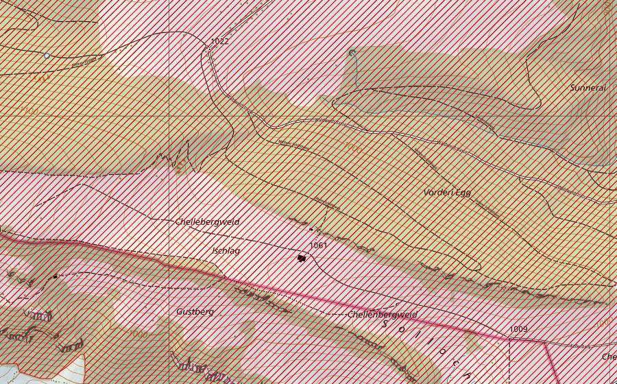 Landeskarte swisstopo mit dem Schutzperimeter von Belchen-Passwang-Gebiet (BLN-Landschaft)