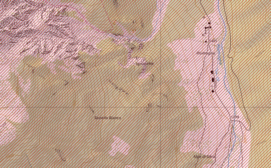 Landeskarte swisstopo mit dem Schutzperimeter von Campolungo – Campo Tencia – Piumogna (BLN-Landschaft)