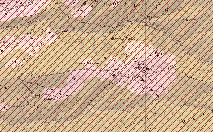 Landeskarte swisstopo mit dem Schutzperimeter von Denti della Vecchia (BLN-Landschaft)