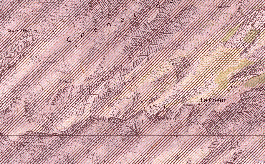 Carta nazionale swisstopo con il perimetro protetto di Diablerets – Vallon de Nant – Derborence (partie est) (Paesaggio IFP)