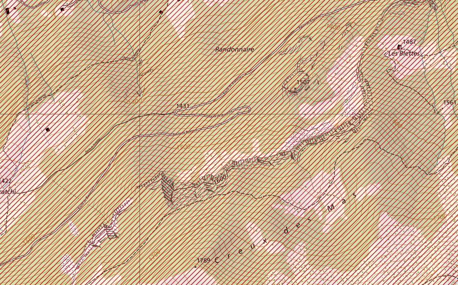 swisstopo national map showing the protected perimeter of Diablerets – Vallon de Nant- Derborence (partie ouest) (BLN landscape)
