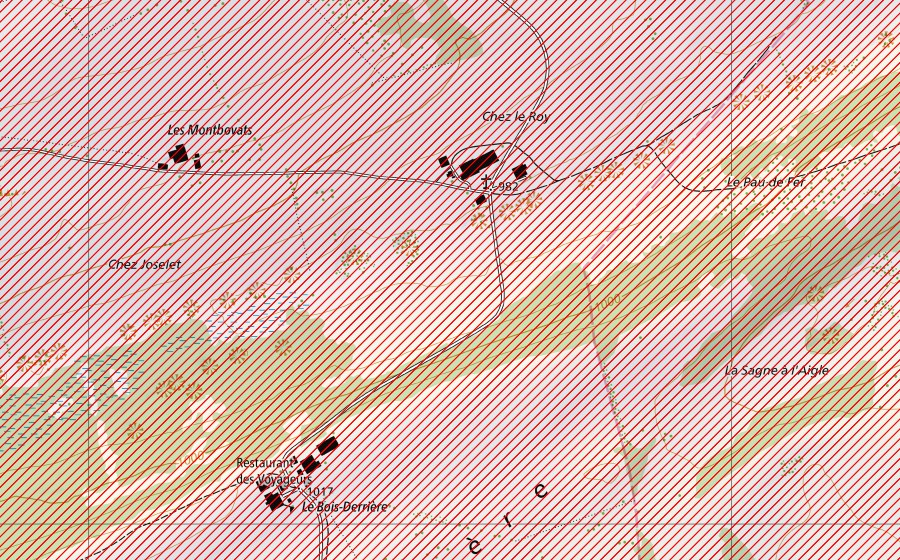 swisstopo national map showing the protected perimeter of Franches-Montagnes (BLN landscape)
