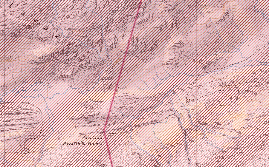 Landeskarte swisstopo mit dem Schutzperimeter von Greina – Piz Medel (BLN-Landschaft)