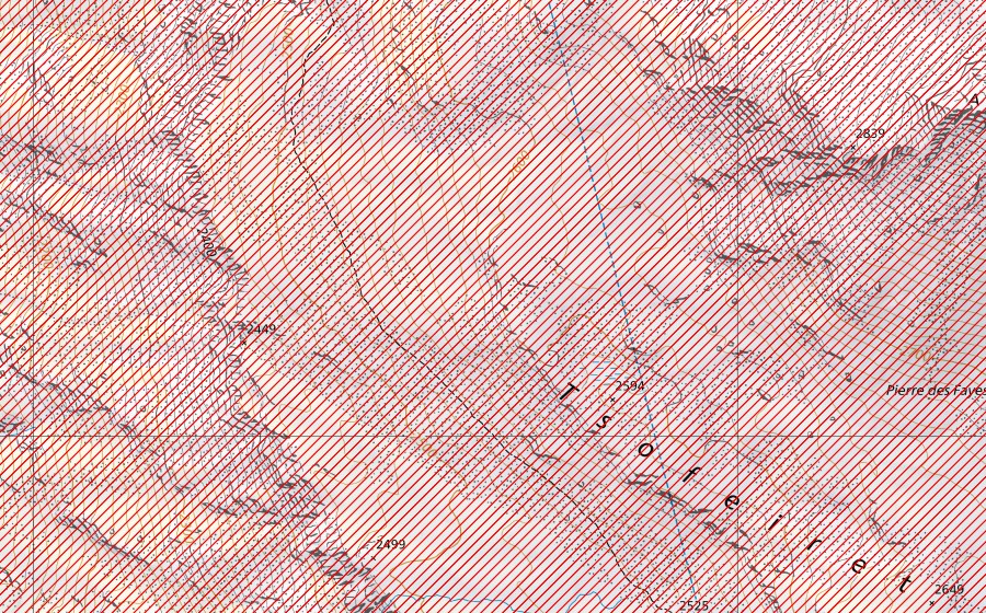Carte nationale swisstopo avec le périmètre protégé de Haut Val de Bagnes (Paysage IFP)