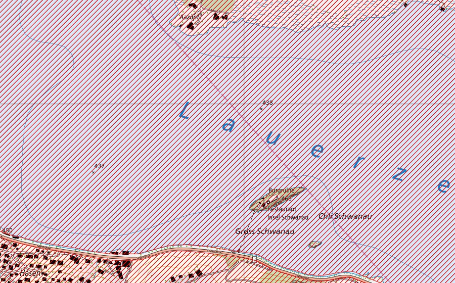 Carte nationale swisstopo avec le périmètre protégé de Lauerzersee (Paysage IFP)