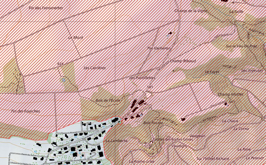Landeskarte swisstopo mit dem Schutzperimeter von Mont Vully (BLN-Landschaft)