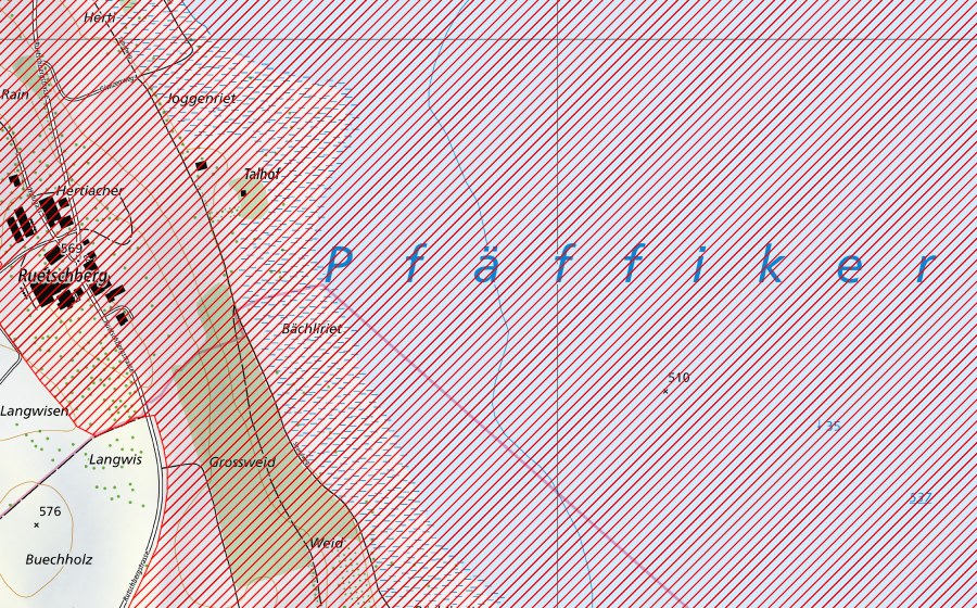 Carta nazionale swisstopo con il perimetro protetto di Pfäffikersee (Paesaggio IFP)