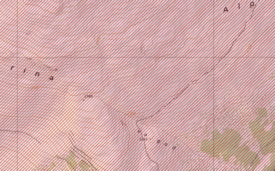 Carte nationale swisstopo avec le périmètre protégé de Piz Arina (Paysage IFP)