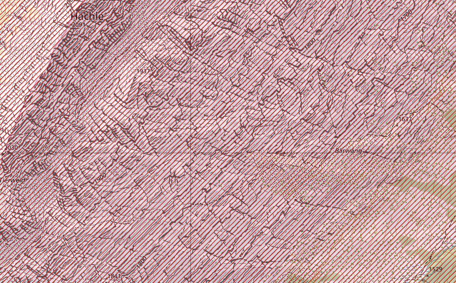 Landeskarte swisstopo mit dem Schutzperimeter von Schratteflue (BLN-Landschaft)