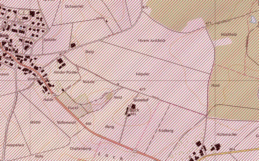 Landeskarte swisstopo mit dem Schutzperimeter von Untersee – Hochrhein (BLN-Landschaft)