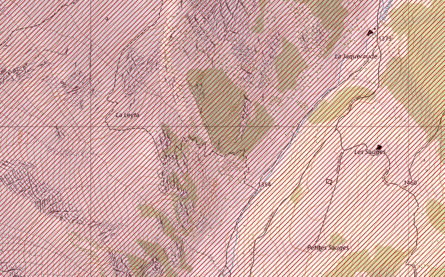 Landeskarte swisstopo mit dem Schutzperimeter von Vanil Noir (BLN-Landschaft)