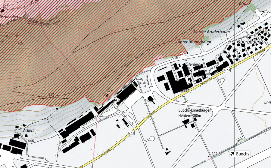 swisstopo national map showing the protected perimeter of Vierwaldstättersee mit Kernwald, Bürgenstock und Rigi (BLN landscape)