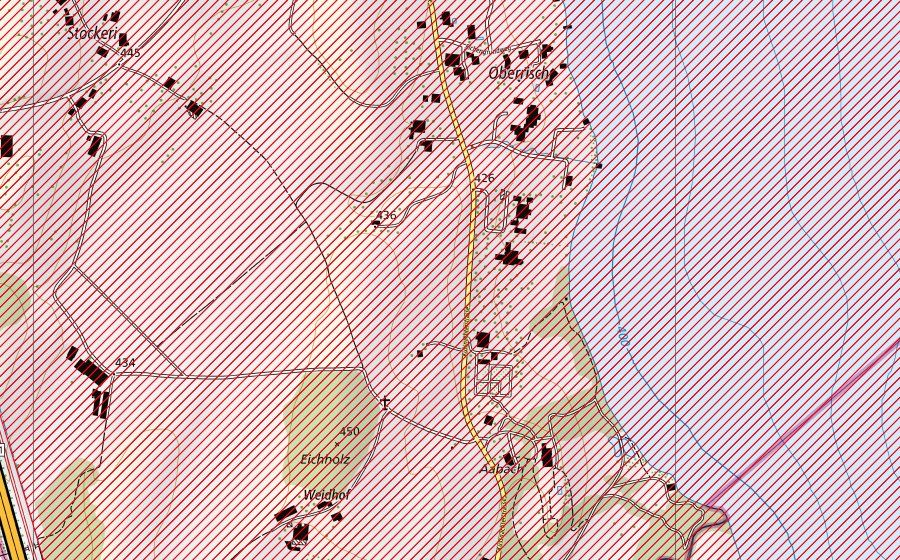 Carte nationale swisstopo avec le périmètre protégé de Zugersee (Paysage IFP)